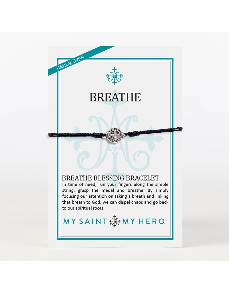 MY SAINT MY HERO Breathe Blessing Bracelet - Black/Silver