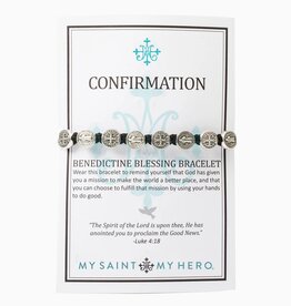 MY SAINT MY HERO Confirmation Blessing Bracelet - Black/Silver