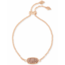 Elaina Rose Gold Adjustable Chain Bracelet in Rose Gold Drusy