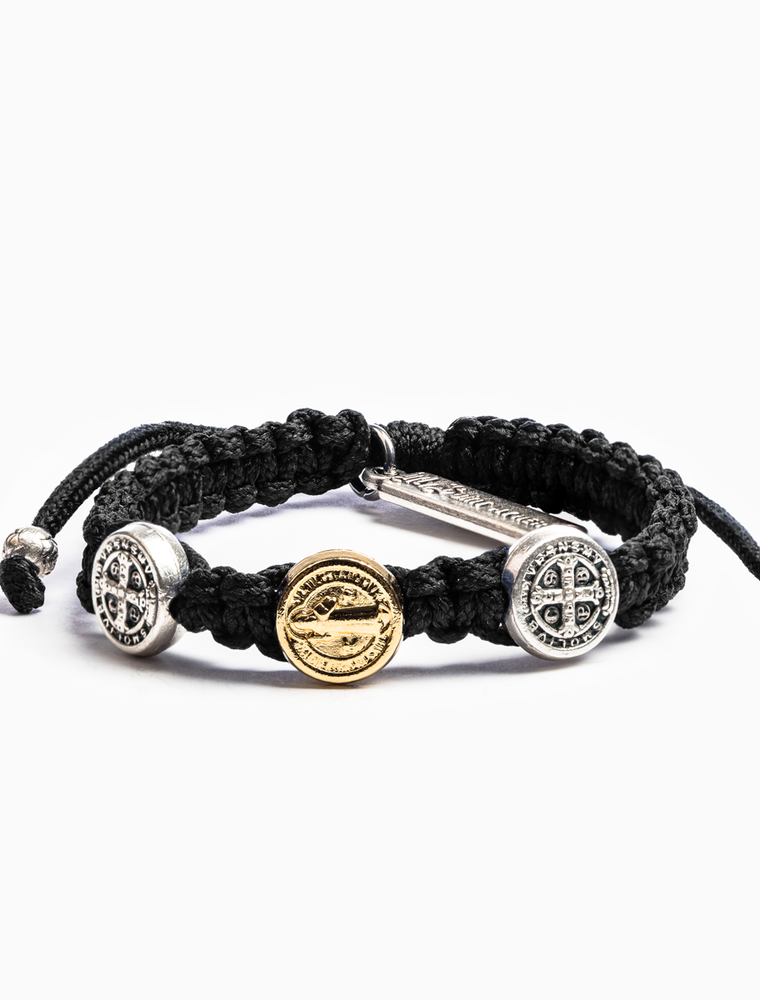 MY SAINT MY HERO Benedictine Blessing Bracelet for Kids - Black/Two Tone