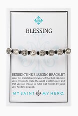 MY SAINT MY HERO Benedictine Blessing Bracelet - Slate/Silver