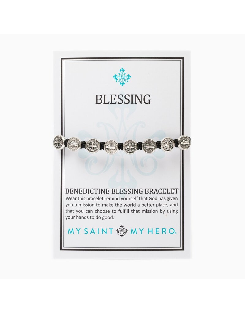 MY SAINT MY HERO Benedictine Blessing Bracelet - Slate/Silver