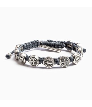 MY SAINT MY HERO Benedictine Blessing Bracelet - Slate/Silver