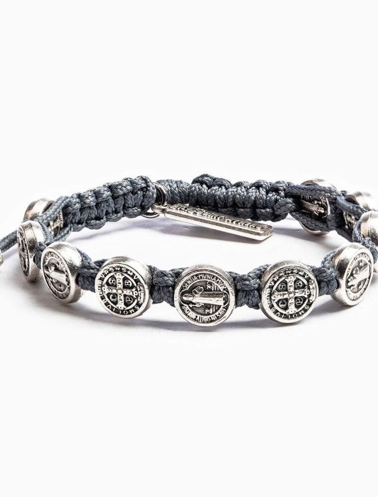 MY SAINT MY HERO Benedictine Blessing Bracelet - Slate/Silver