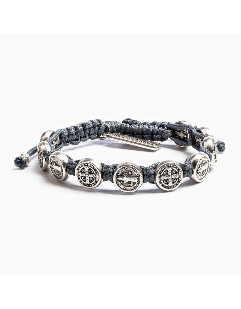 MY SAINT MY HERO Benedictine Blessing Bracelet - Slate/Silver