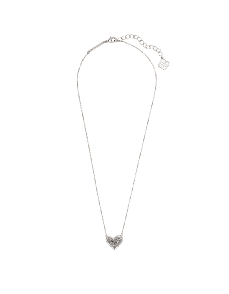 KENDRA SCOTT DESIGN Ari Heart Silver Pendant Necklace in Platinum Drusy