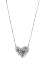 KENDRA SCOTT DESIGN Ari Heart Silver Pendant Necklace in Platinum Drusy