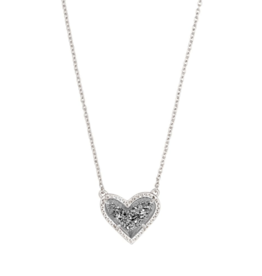 KENDRA SCOTT DESIGN Ari Heart Silver Pendant Necklace in Platinum Drusy