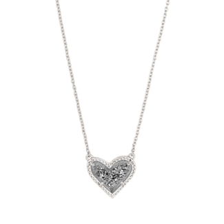 KENDRA SCOTT DESIGN Ari Heart Silver Pendant Necklace in Platinum Drusy
