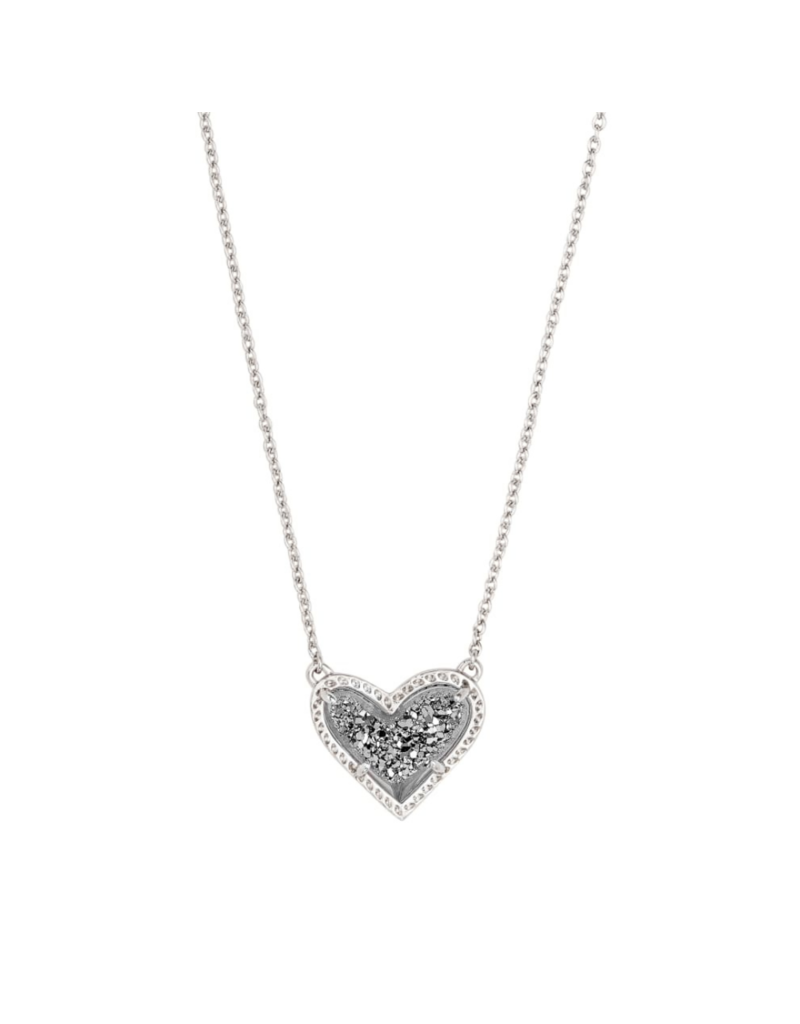 KENDRA SCOTT DESIGN Ari Heart Silver Pendant Necklace in Platinum Drusy