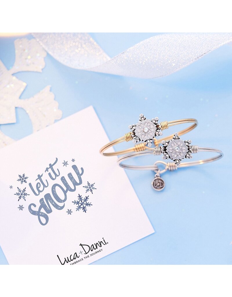 LUCA & DANNI Sparkling Snowflake Bangle Bracelet in Gold