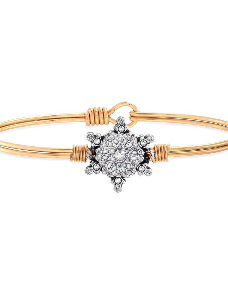 LUCA & DANNI Sparkling Snowflake Bangle Bracelet in Gold
