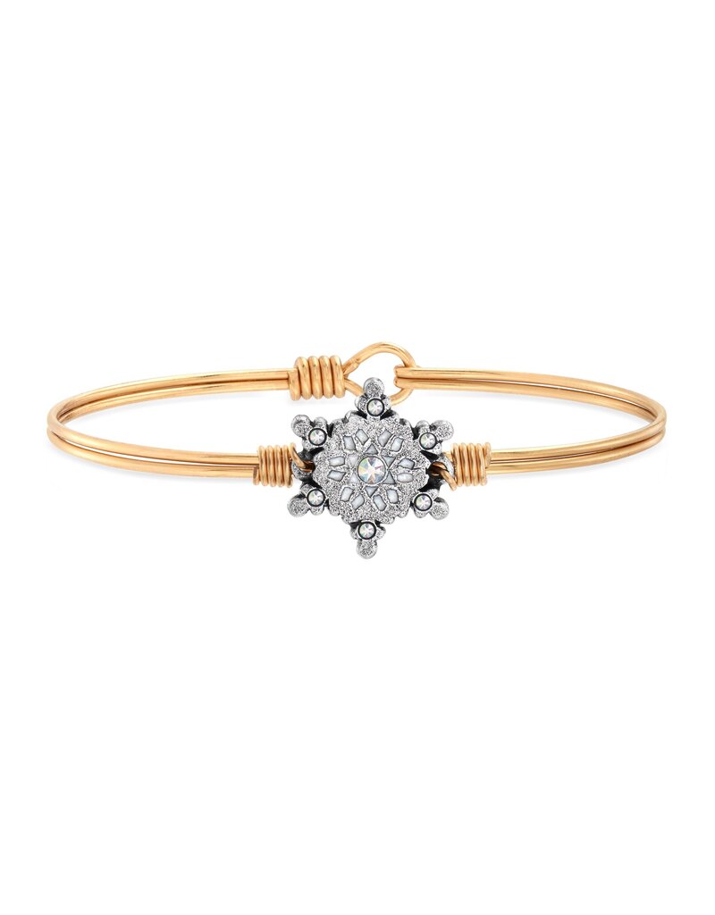 LUCA & DANNI Sparkling Snowflake Bangle Bracelet in Gold