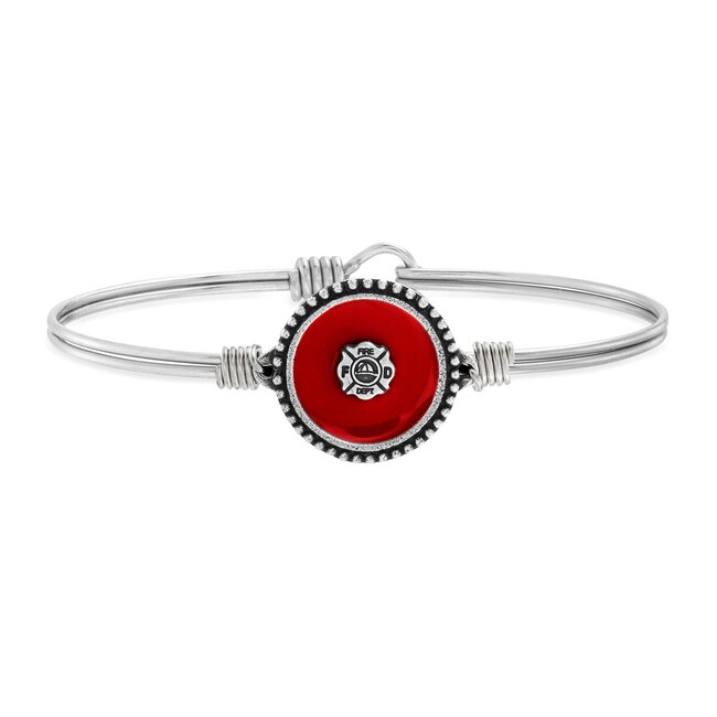 Firefighter Bangle Bracelet in Silver