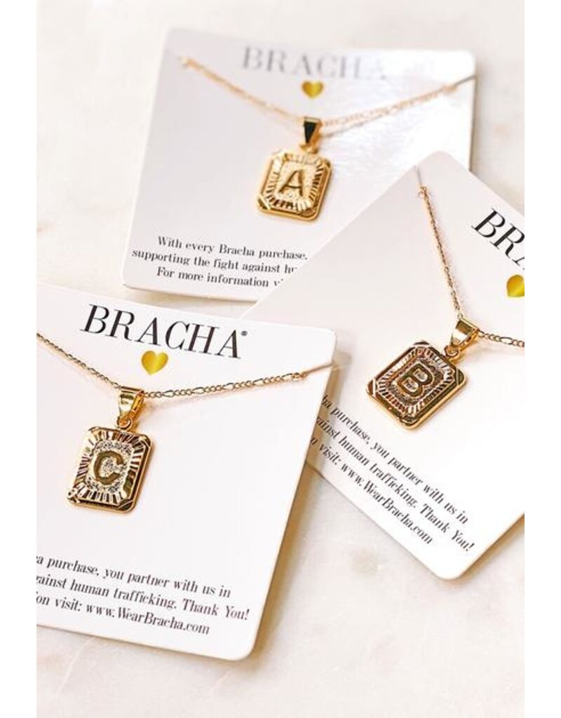 Gold Filled Initial Card Necklace - Letter B