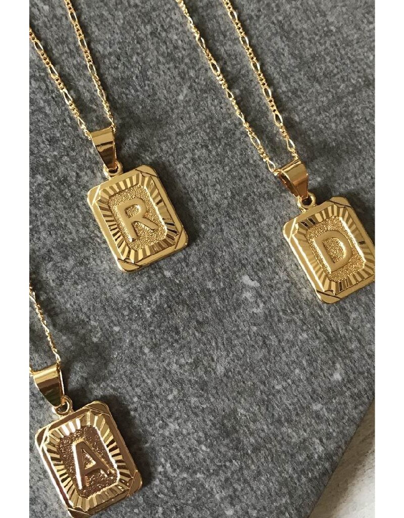 Gold Filled Initial Card Necklace - Letter B