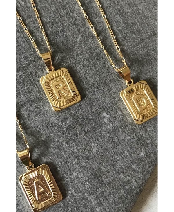 Gold Filled Initial Card Necklace - Letter D