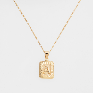 BRACHA Gold Filled Initial Card Necklace - Letter A