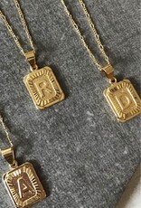 Gold Filled Initial Card Necklace - Letter H Gold Filled Initial Card Necklace - Letter H