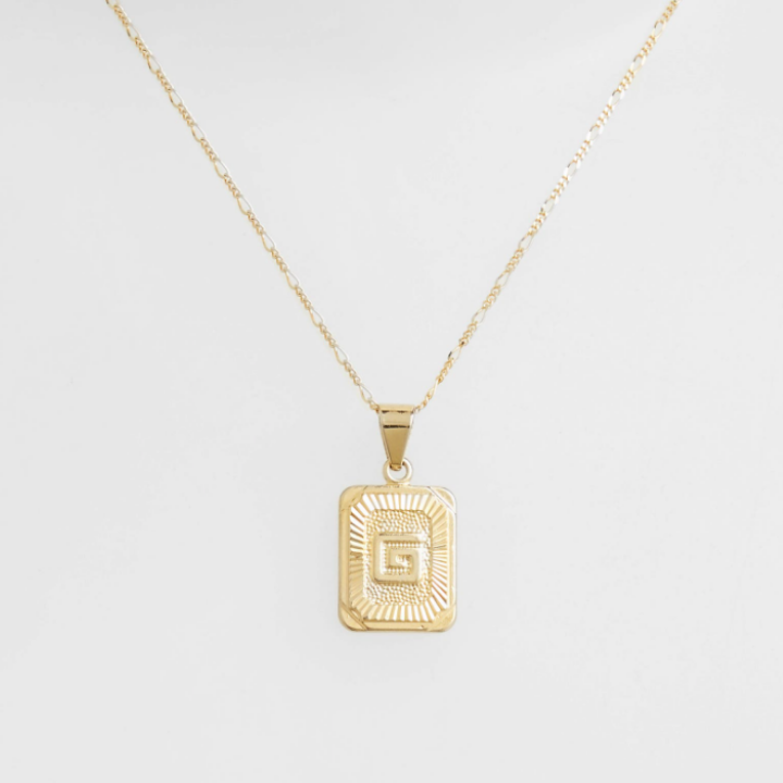 Rectangle Initial Pendant Necklace - Jewels by Durrani