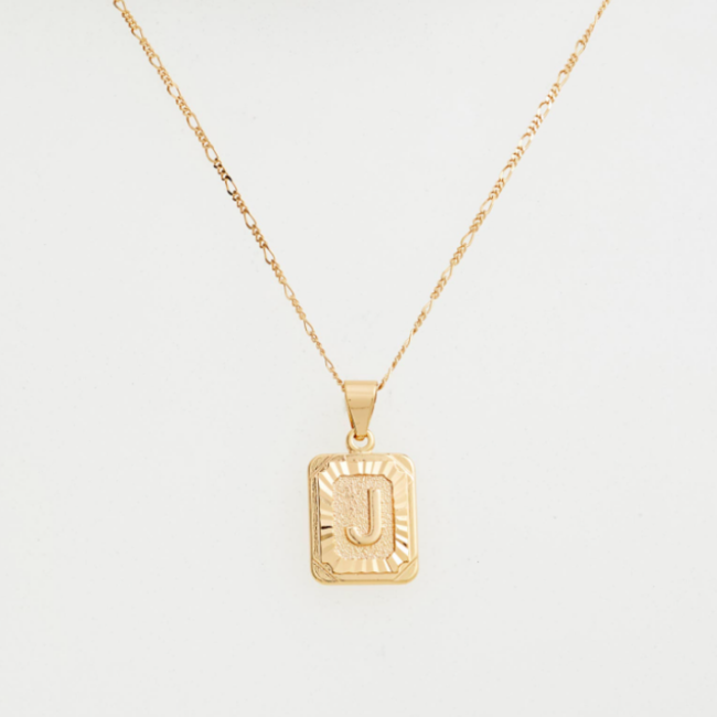 Letter J Pendant Necklace in Gold