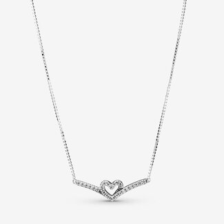 PANDORA Sparkling Wishbone Heart Collier Necklace