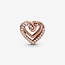 Rose Gold Sparkling Entwined Hearts Charm