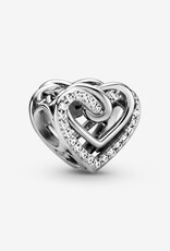 PANDORA Silver Sparkling Entwined Hearts Charm