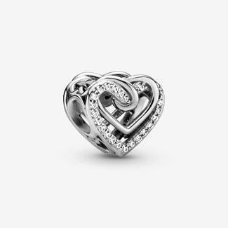 PANDORA Silver Sparkling Entwined Hearts Charm