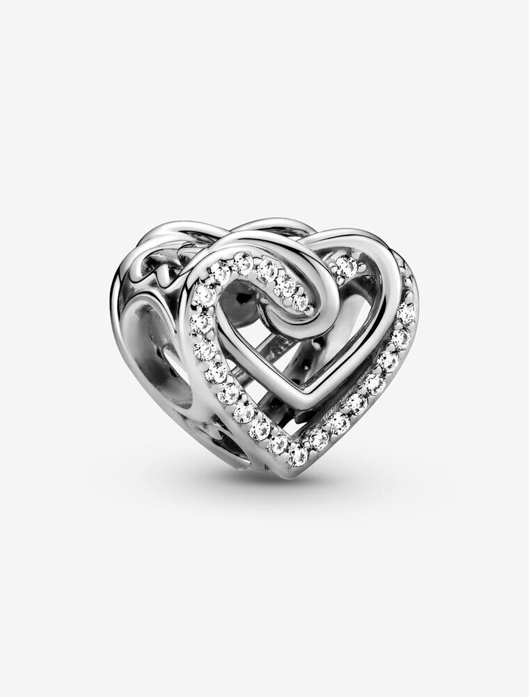 PANDORA Silver Sparkling Entwined Hearts Charm