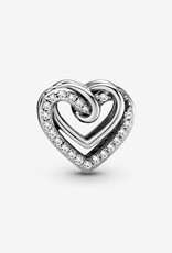 PANDORA Silver Sparkling Entwined Hearts Charm