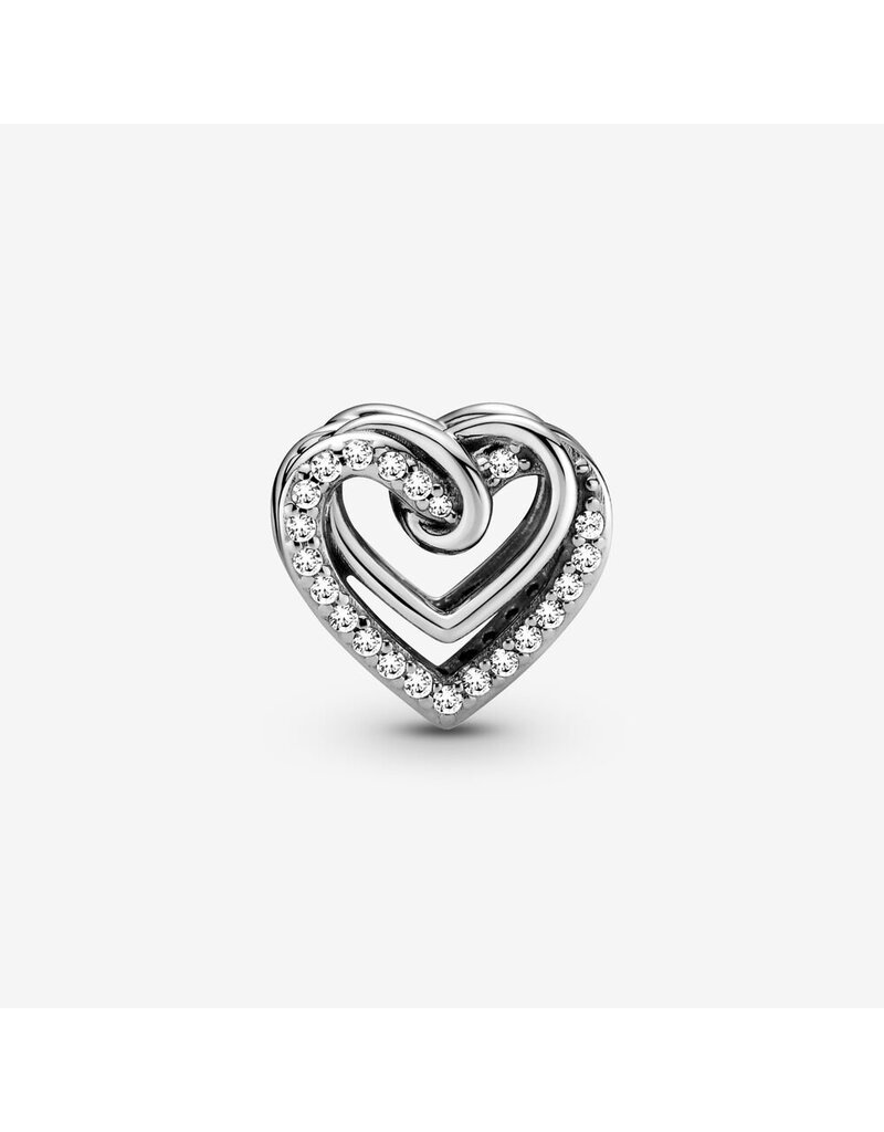 PANDORA Silver Sparkling Entwined Hearts Charm