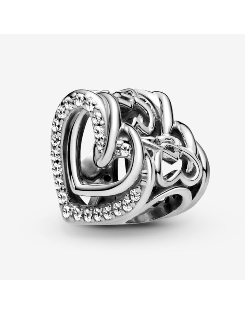 PANDORA Silver Sparkling Entwined Hearts Charm