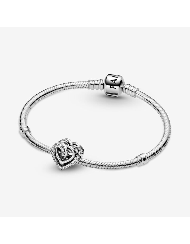 PANDORA Silver Sparkling Entwined Hearts Charm