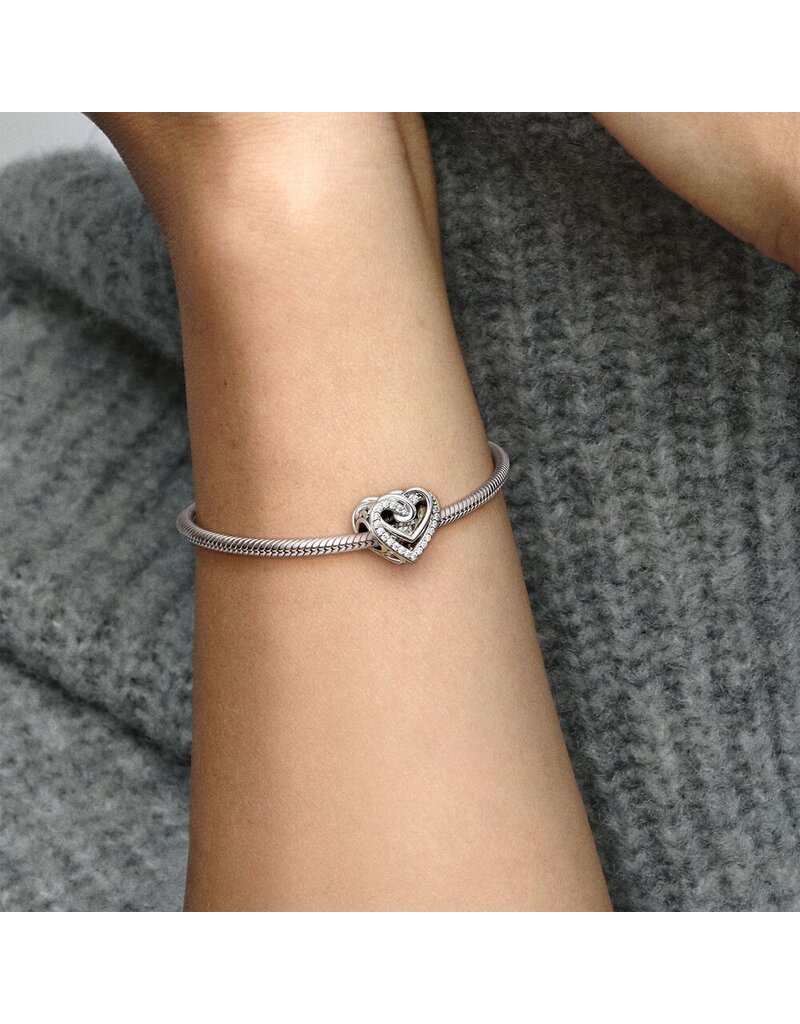 PANDORA Silver Sparkling Entwined Hearts Charm