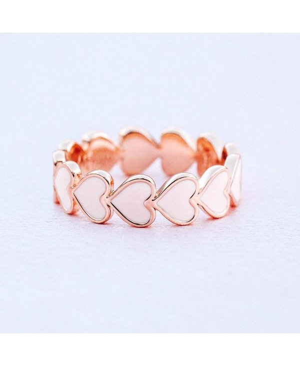 Love Hearts Band Ring in Rose Gold