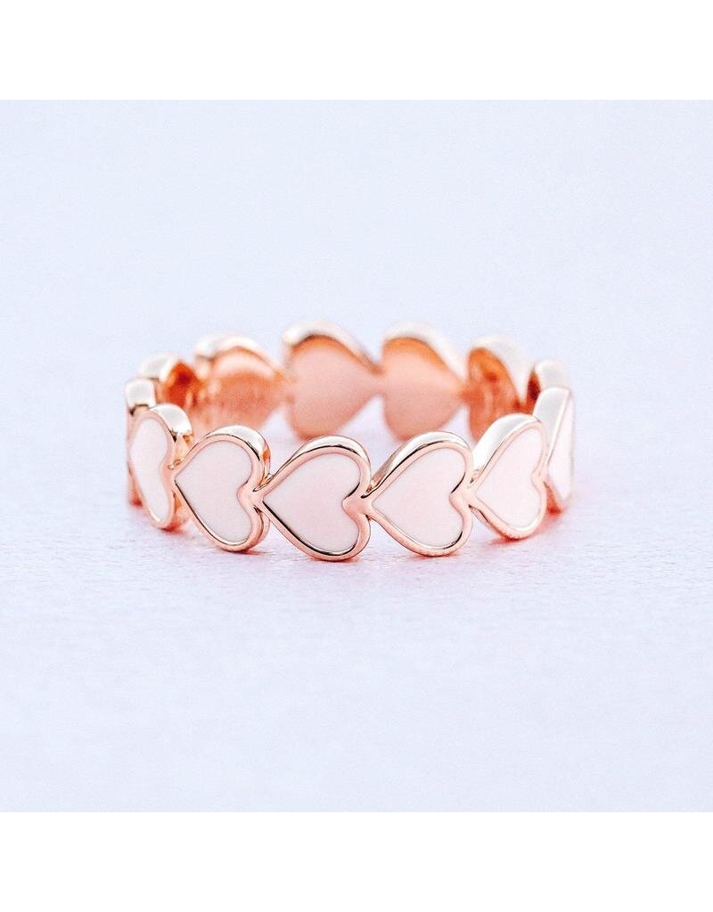 PURA VIDA Love Hearts Band Ring in Rose Gold