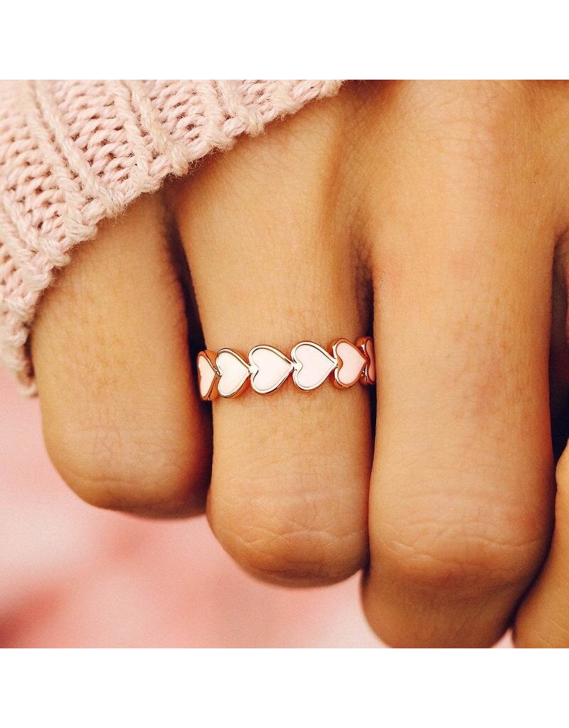 PURA VIDA Love Hearts Band Ring in Rose Gold