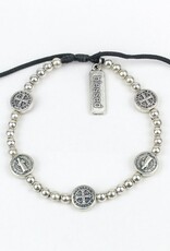 MY SAINT MY HERO Benedictine Birthday Blessing Bracelet - Black/Silver