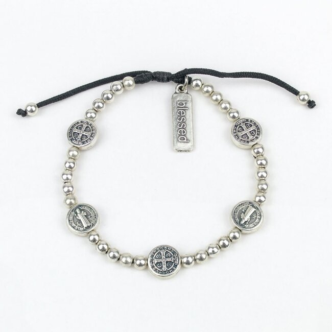 Benedictine Birthday Blessing Bracelet - Black/Silver
