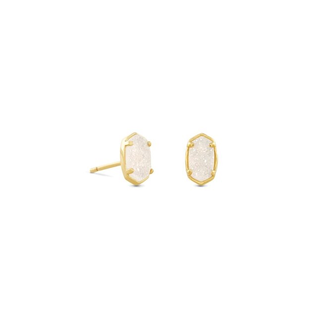 Emilie Gold Stud Earrings In Iridescent Drusy