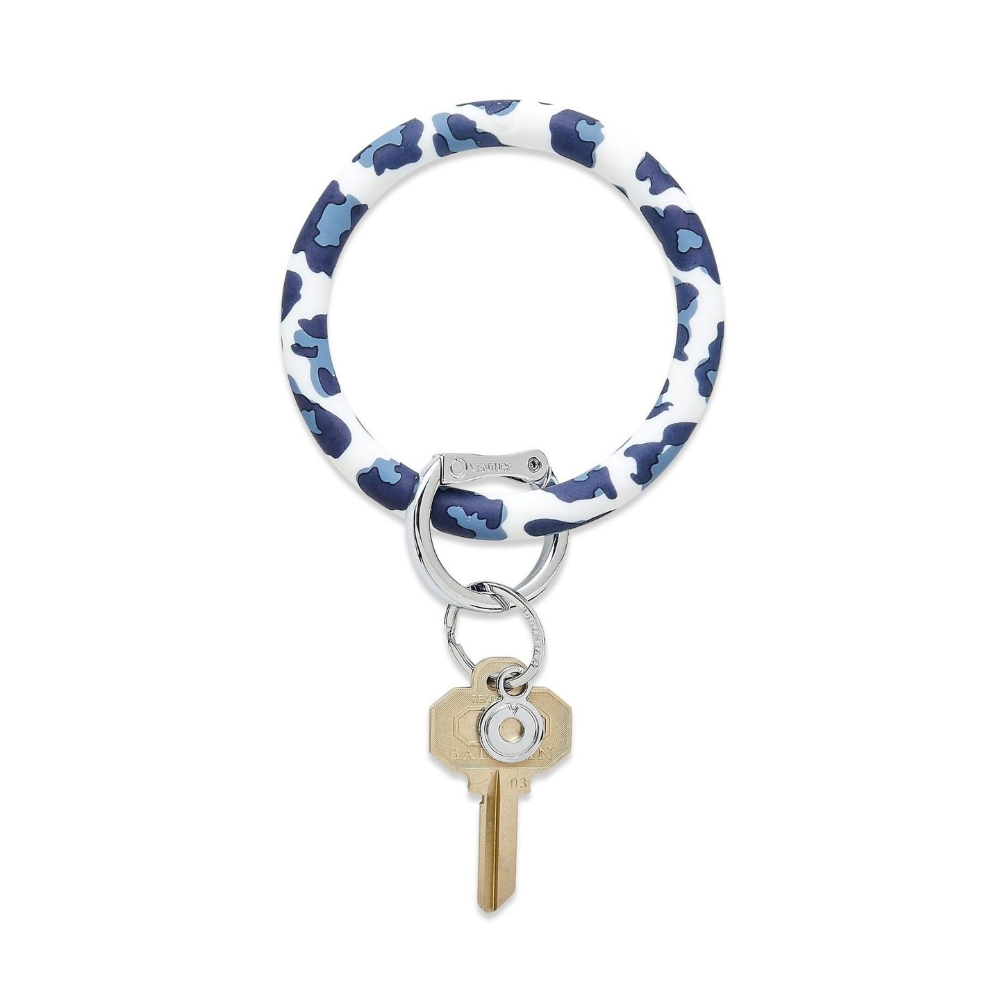 Silicone Big O Key Ring in Navy Leopard