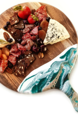 LYNN & LIANA SERVEWARE Round Acacia Cheese Paddle in Emerald Jewel