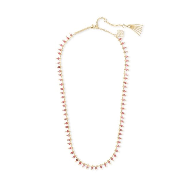 Jenna Gold Choker Necklace in Pink Rhodonite