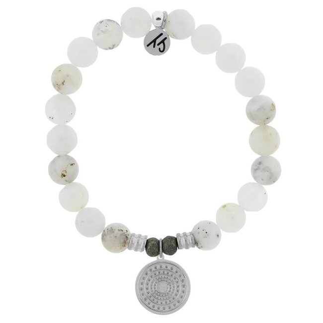 Family Circle Bracelet in White Chalcedony & Silver