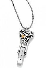 BRIGHTON Floating Heart Badge Clip Necklace