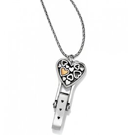 BRIGHTON Floating Heart Badge Clip Necklace