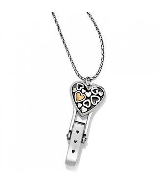 BRIGHTON Floating Heart Badge Clip Necklace