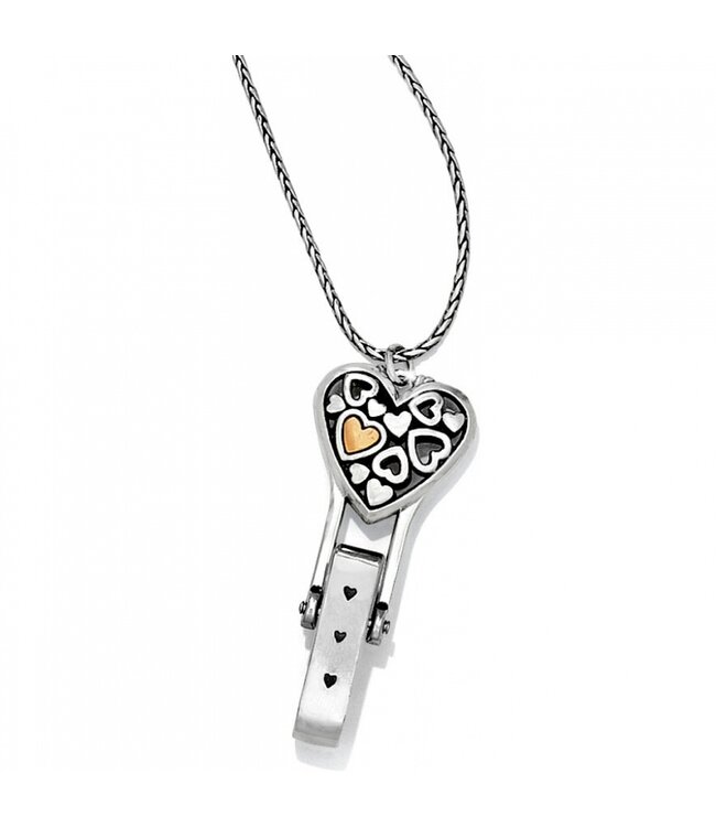 Floating Heart Badge Clip Necklace