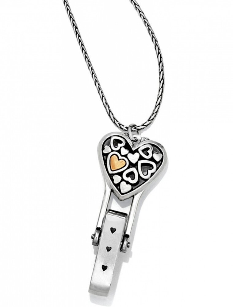 BRIGHTON Floating Heart Badge Clip Necklace